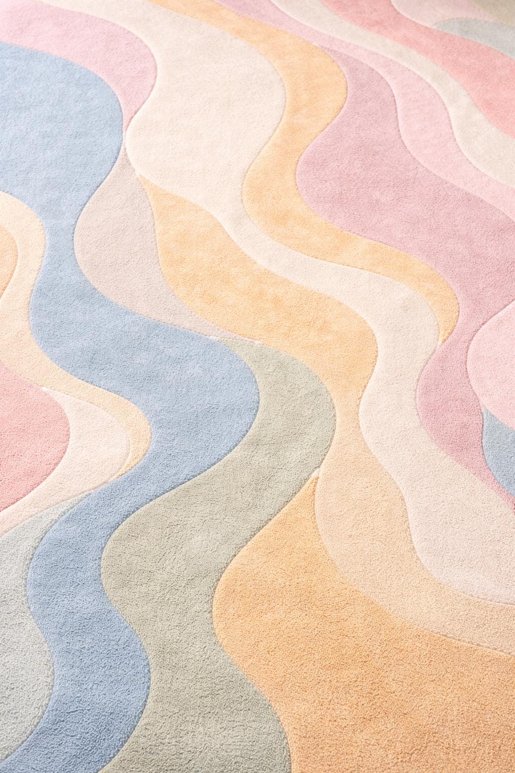 Pastel Waves Hand-tufted Wool Rug – Abstract Wavy Line Decor - Etsy