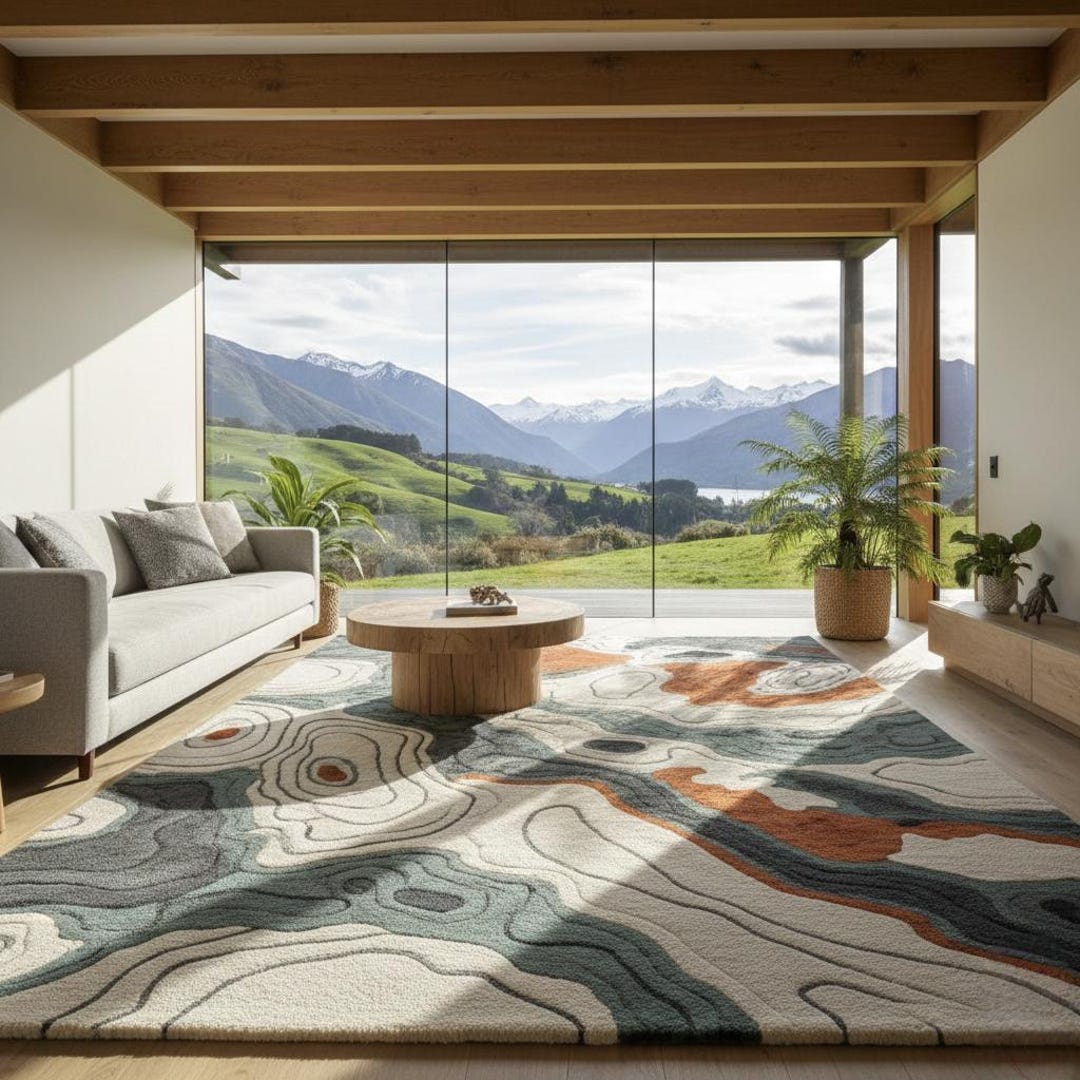 Topography Rug Pattern Abstract Topographic Area Rug – Earth Tone Contour Map Carpet - Etsy