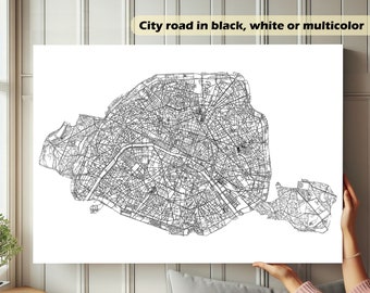 París - Póster mural con mapa para decorar. Recuerdo o destino de ensueño.