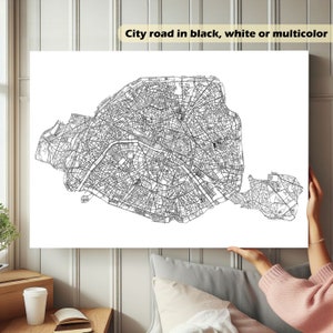 París - Póster de pared con mapa para decoración. Destino de recuerdo o de ensueño