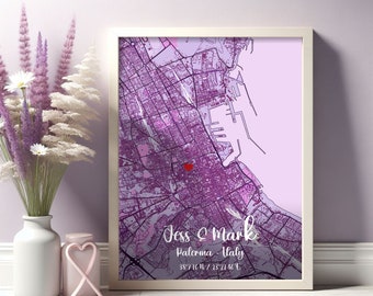 Mapa personalizado | donde nos conocimos - mapa para tu amado | imprime tu mapa personalizado | regalo para cumpleaños, día de San Valentín...