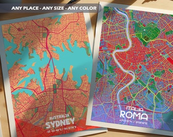 Arte de Mapas: Mapas Artesanales y Personalizados para la Decoración de tu Hogar - Crea el mapa de tu Ciudad (Tema Tropical y Coloris)