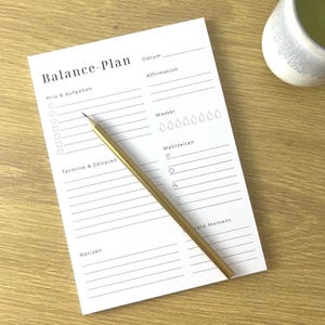 Balance Plan A5 Block | Tagesplaner für To Dos & Selfcare | Achtsam planen | 50 Seiten