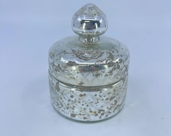 vintage anthropologie mercury glass round lidded trinket box
