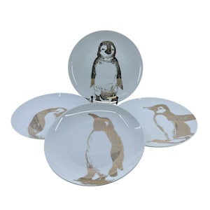 pier 1 penguin salad plates set of 4 8&quot; gold detailing