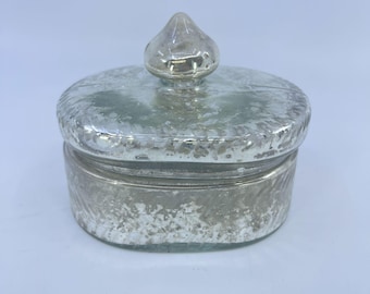 vintage anthropologie mercury glass oval lidded trinket box