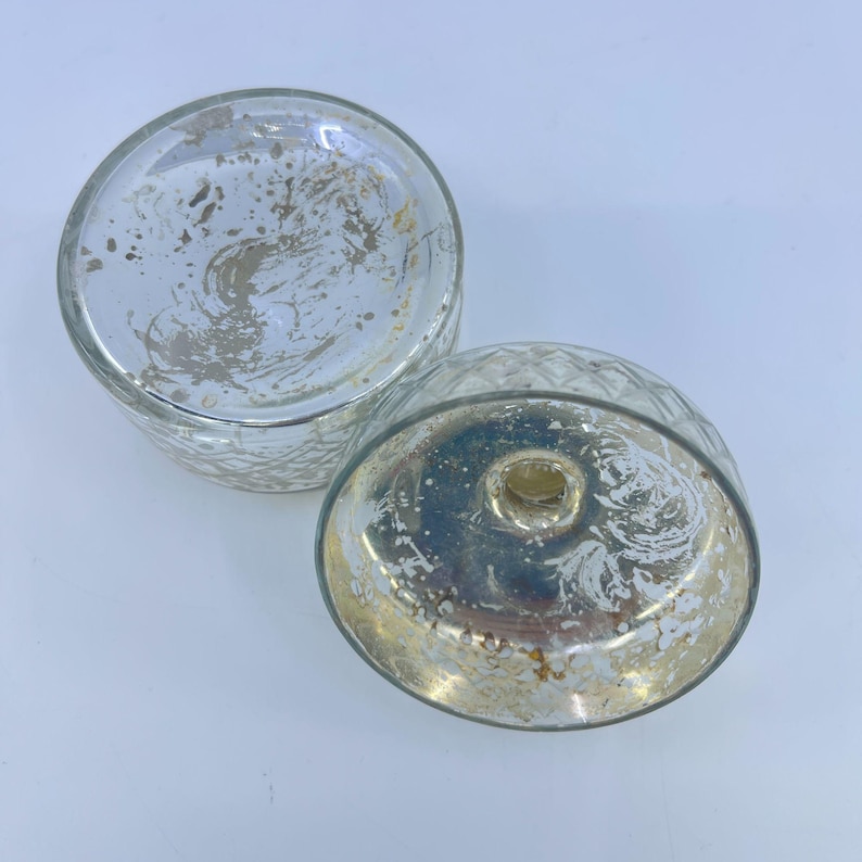 vintage anthropologie mercury glass round lidded trinket box image 4