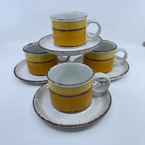 vintage stonehenge midwinter sun cups and saucers set of 4 1970&#39;s