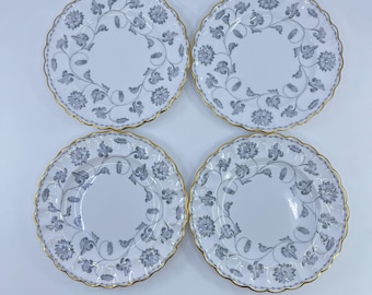 spode colonel gray bone china bread plates set of 4 floral garland gold trim