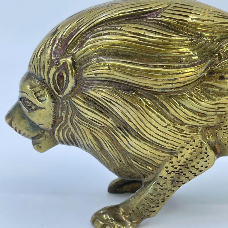 Vintage Brass Lion Figurine Mid Century Hollywood Regency - Etsy