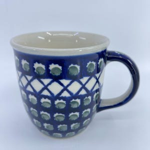 vintage boleslawiec polish pottery mug &quot;lattice&quot; pattern handcrafted
