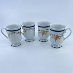 vintage princess house california poppy footed mugs set of 4 made in japan