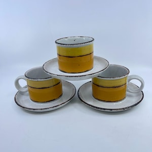 vintage stonehenge midwinter sun cups and saucers set of 3 1970&#39;s