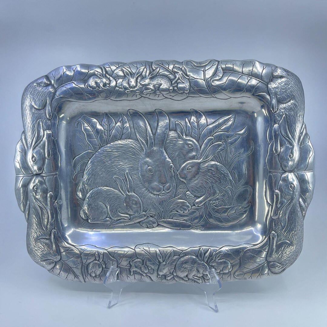 Vintage Arthur Court 1986 Cast Aluminum Bunny Rabbit Rectangular ...