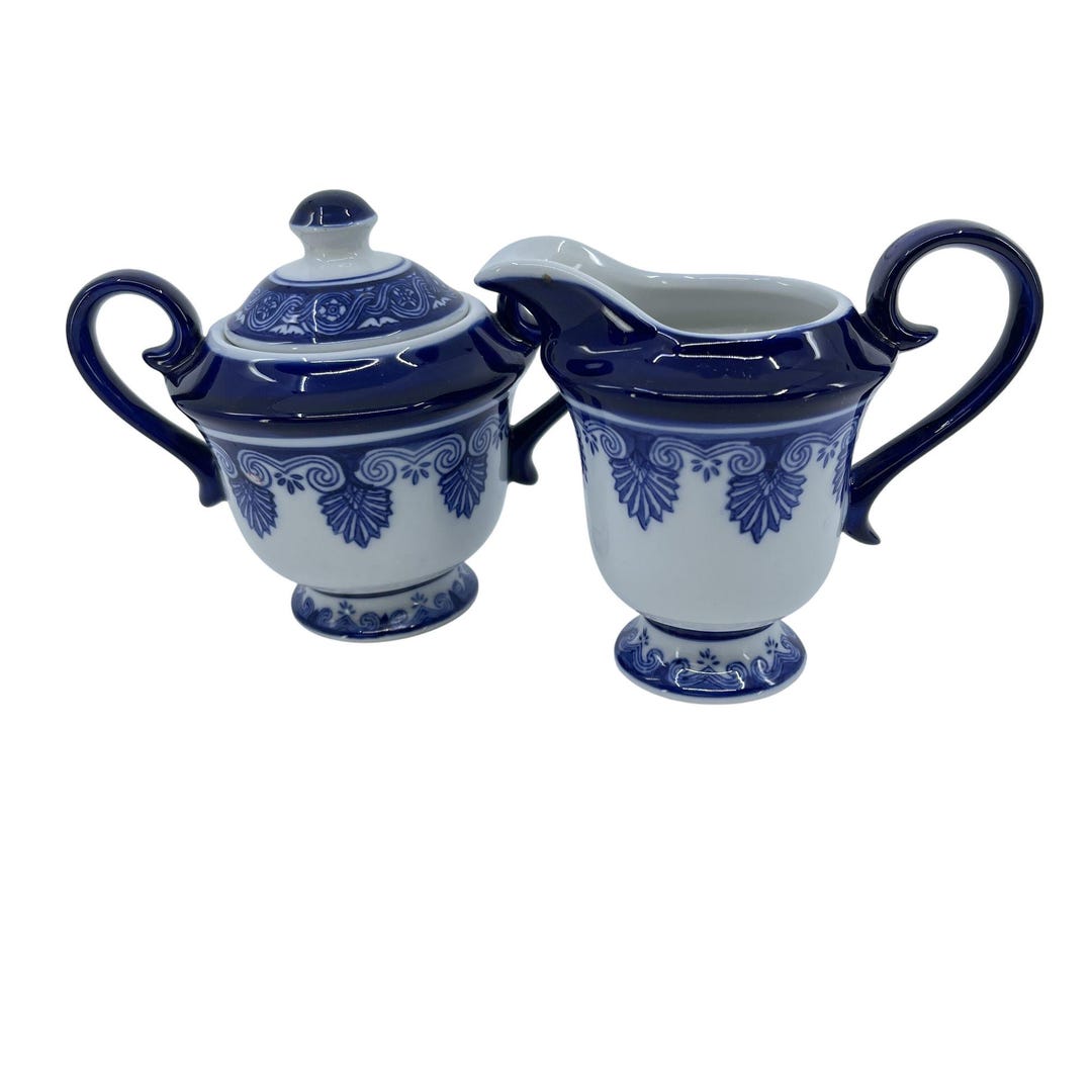 Vintage Bombay Blue and White Porcelain Sugar & Creamer Set - Etsy