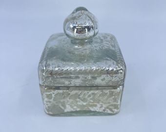 vintage anthropologie mercury glass square lidded trinket box