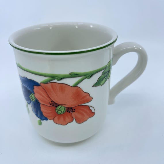 vintage villeroy & boch "amapola" mug textured floral motif 11 oz capacity