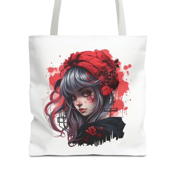 Rose Girl, Alluring Cute Graphic, Tote Bag, Unisex, For Travel, Shopping, Beach, Gym, All Purpose, Stylish, Durable, Artful.