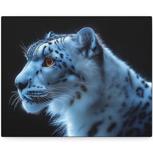 Snow Leopard HD Kunstwerk Druck, Schönheit Stärke Mut Eleganz, Agil, High Definition, Big Cat, bezaubernd schöne Panthera auf Leinwand.