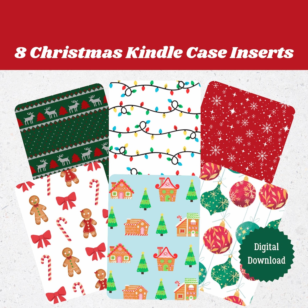 8 Printable Kindle Inserts, Clear Case Insert, Christmas, Holiday ...