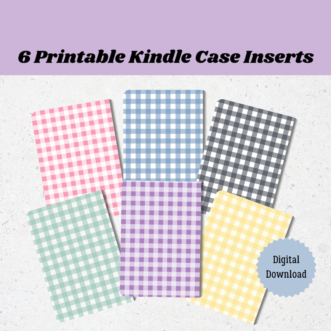 Printable Kindle Insert, Clear Case Insert, Gingham, Pastel, Kindle ...