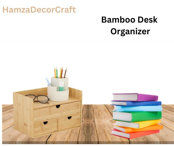 Bamboo Desk Organizer with Drawers - Desktop Organizer with Drawers -  Desktop Storage Drawers - Bathroom Counter Organizers and Storage, Tabletop  Mini