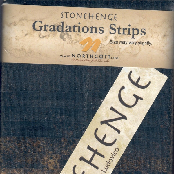 Stonehenge Gradations Strips by Northcott, SSTONE40 99, (40) 2 1/2" 100% cotton strips, Onyx colorway