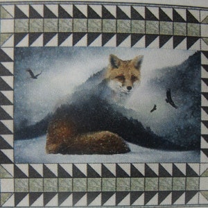 Sew into it Quilt Kit with wolf panel, 42&quot; X 57&quot; Wall Hanging, Hoffman batiks WITHOUT ANY digital  panel