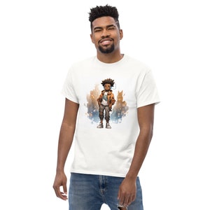 T-shirt classica da uomo/ragazzo americano leggero, futuristico e afrocentrico - T-shirt da cartone animato