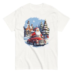 Charming Santa Claus driving a Car | Men&#39;s Classic Tee - Christmas T-Shirt