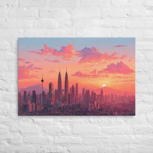 Kuala Lumpur Skyline Wall Art - Wonderful Malaysia City Decor | Thin Canvas - City Landscape Boho Print