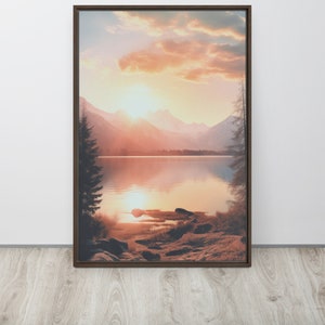 Die Sonne scheint über dem See | Gerahmte Leinwand - Nature View