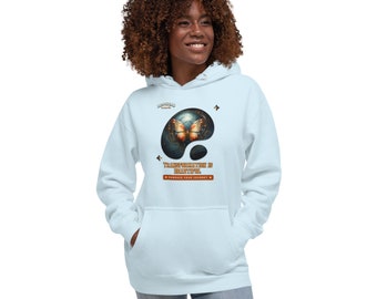 Admiral Butterfly Inspirational Hoodie, Unisex Transformation Design, Motivational Gift for Teen Girls & Boys