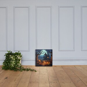 Halloweenkasteel in mysterieuze omgeving | Canvasafdruk - muurkunst