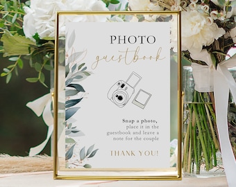 Photo Guestbook Sign, Camera Guestbook Sign Printable, Photo GuestBook Sign Template, Polaroid Wedding Sign, Leave A Photo, Snap It #52