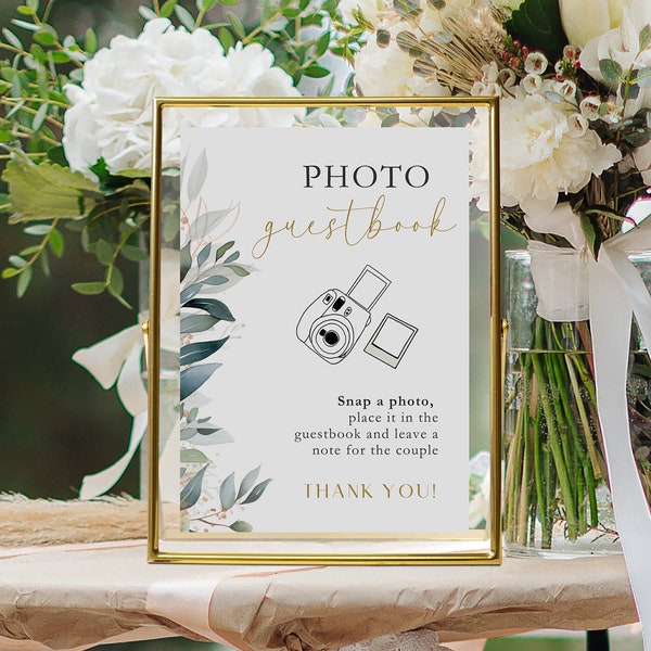 Photo Guestbook Sign, Camera Guestbook Sign Printable, Photo GuestBook Sign Template, Polaroid Wedding Sign, Leave A Photo, Snap It #52