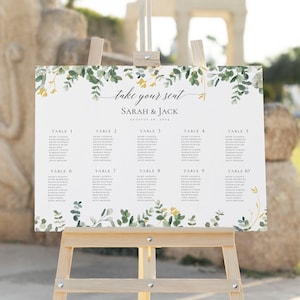 Eucalyptus Seating Chart, Canva Seating Chart, Wedding Seating Chart Poster, Wedding Seating Plan