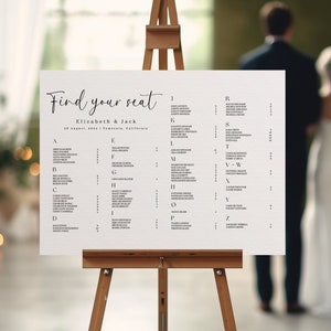 Alphabetical seating chart template Download Minimalist Seating Alphabetized Printable Seating Plan Editable Sign