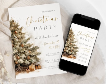 Editable Christmas Party Invitation, Party Announcement, Printable Christmas Template #C02