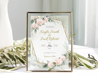 Blush Wedding Invitation Floral | Editable Digital Prints