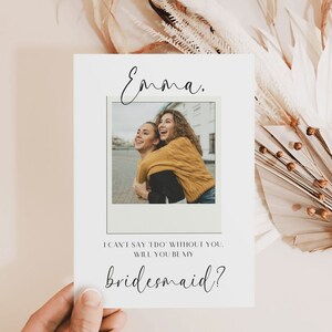Polaroid foto bruidsmeisje voorstel kaartsjabloon, afdrukbare zal je mijn bruidsmeisje zijn, bewerkbare digitale sjabloon bruidsmeisje voorstel