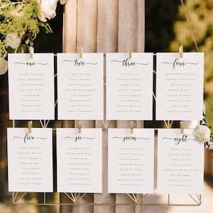 Wedding Seating Cards Template, Modern Minimal Wedding Table Seating Card Template, Find Your Seat Sign Template