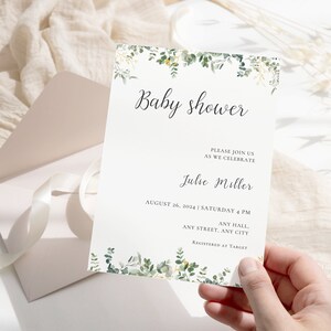 Personalisierte Baby-Dusche-Einladung |  Babyparty einladen | Canva Vorlage | Sofortiger Download