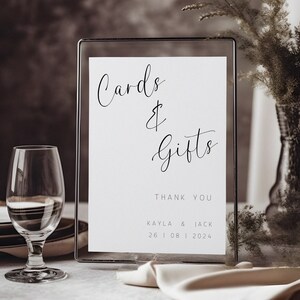 Wedding Cards and Gifts Sign Template | Custom Sign Printable | Modern Minimalist Personalised Wedding Decorations