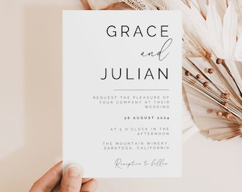 Modern Wedding Invitation Template, Minimalist, 100% Editable Template, INSTANT Download, Invite, Printable, DIY, Simple Canva Template #W25
