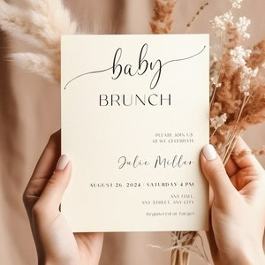 Personalisierte Baby-Brunch-Einladung |  Babyparty einladen | Canna Vorlage | Sofortiger Download