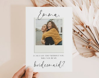 Polaroid Photo Bridesmaid Proposal Card Template, Printable Will You Be My Bridesmaid, Editable Bridesmaid Proposal Digital Template