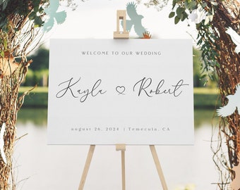 Elegant Wedding Welcome Sign Editable Template Custom Signage
