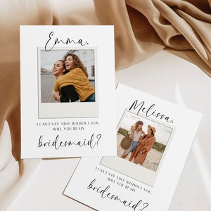 Polaroid foto bruidsmeisje voorstel kaartsjabloon, afdrukbare zal je mijn bruidsmeisje zijn, bewerkbare digitale sjabloon bruidsmeisje voorstel
