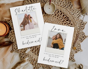 Polaroid Photo Bridesmaid Proposal Card Template, Printable Will You Be My Bridesmaid, Editable Bridesmaid Proposal Digital Template